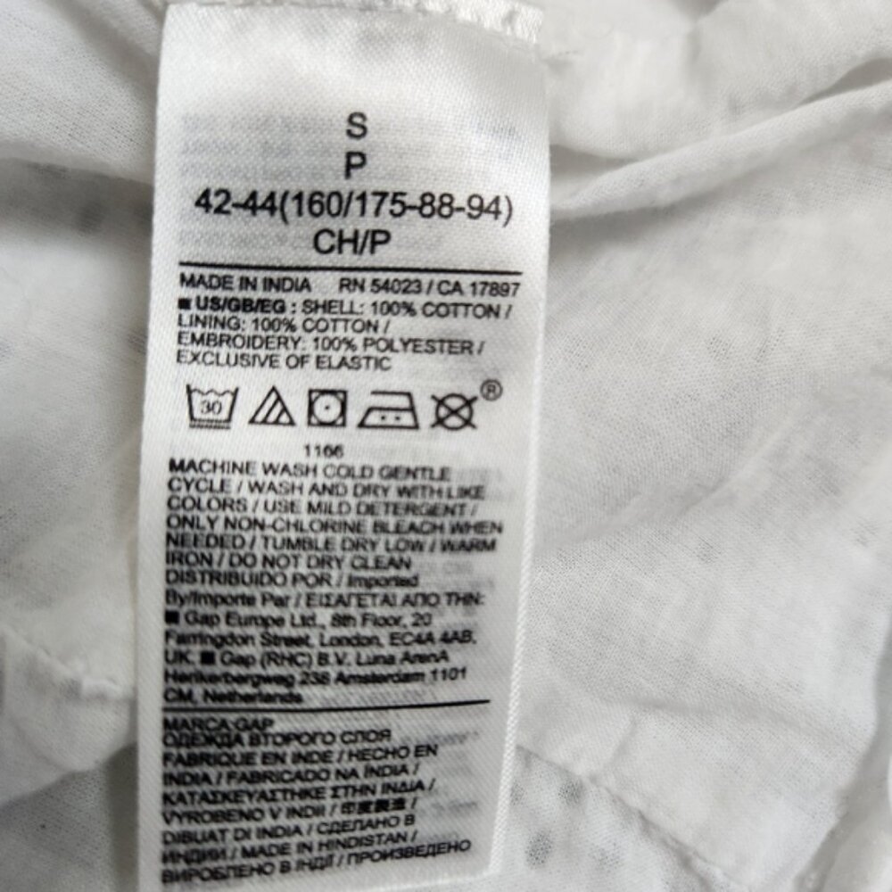 Gap White Peasant Eyelet Puff Sleeve Cotton Dress Size Small - Picture 15 of 15